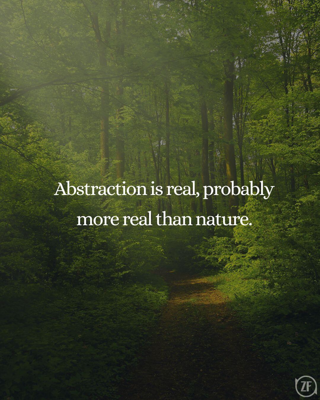 Abstraction is real, probably more real than nature.