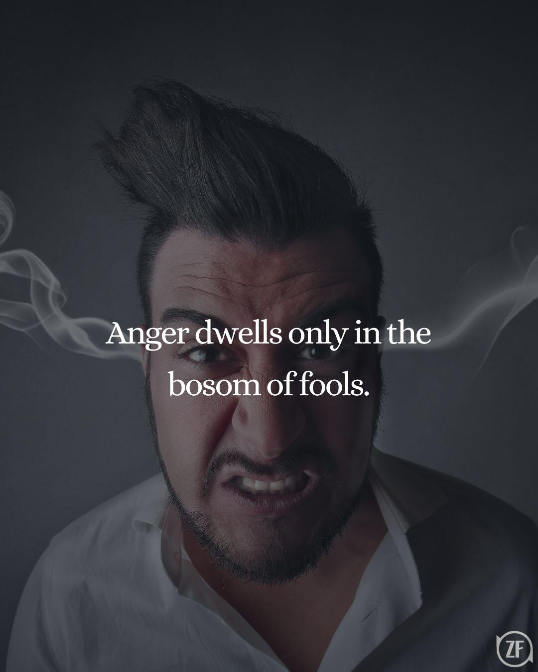 Anger dwells only in the bosom of fools.