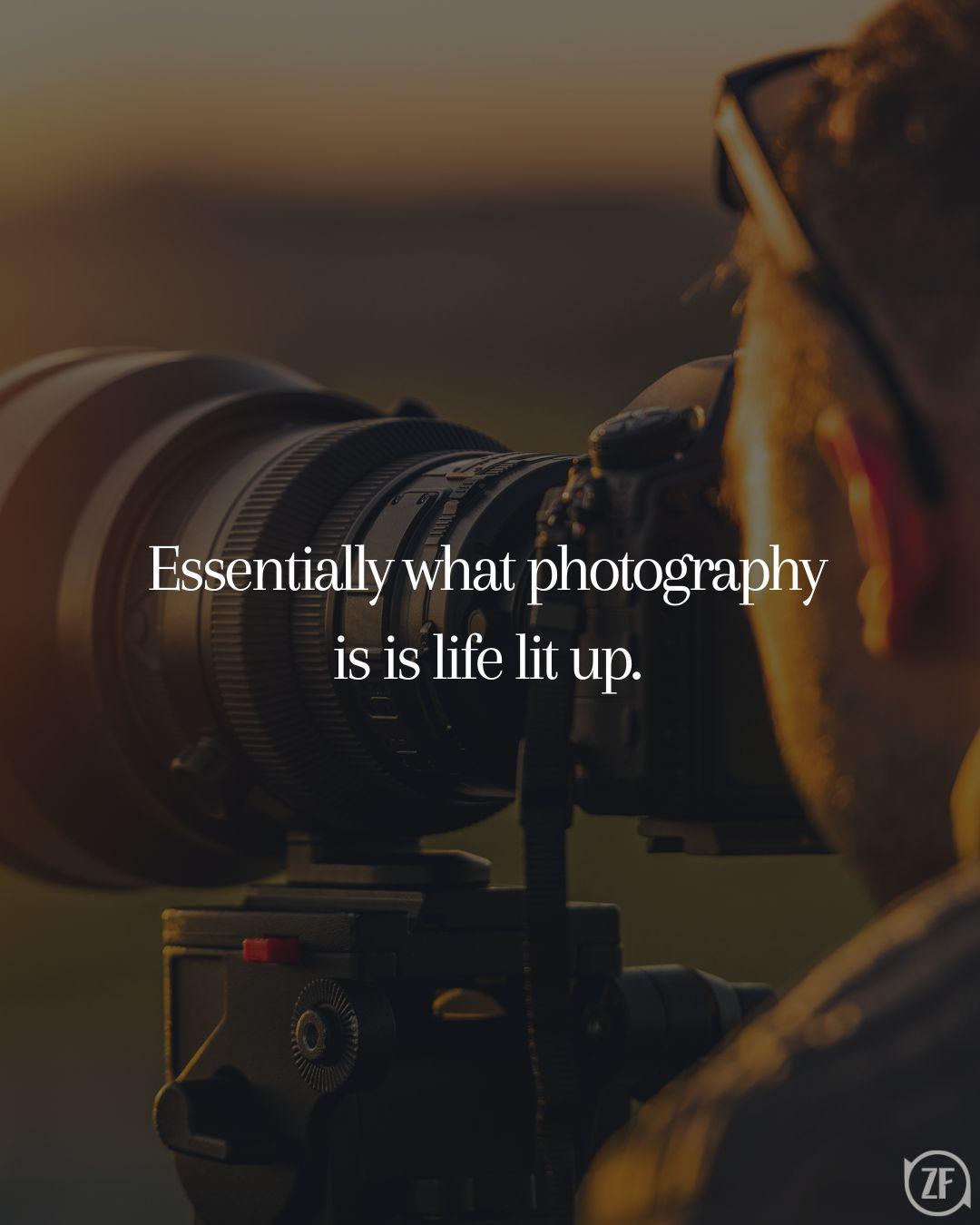 Essentially what photography is is life lit up.