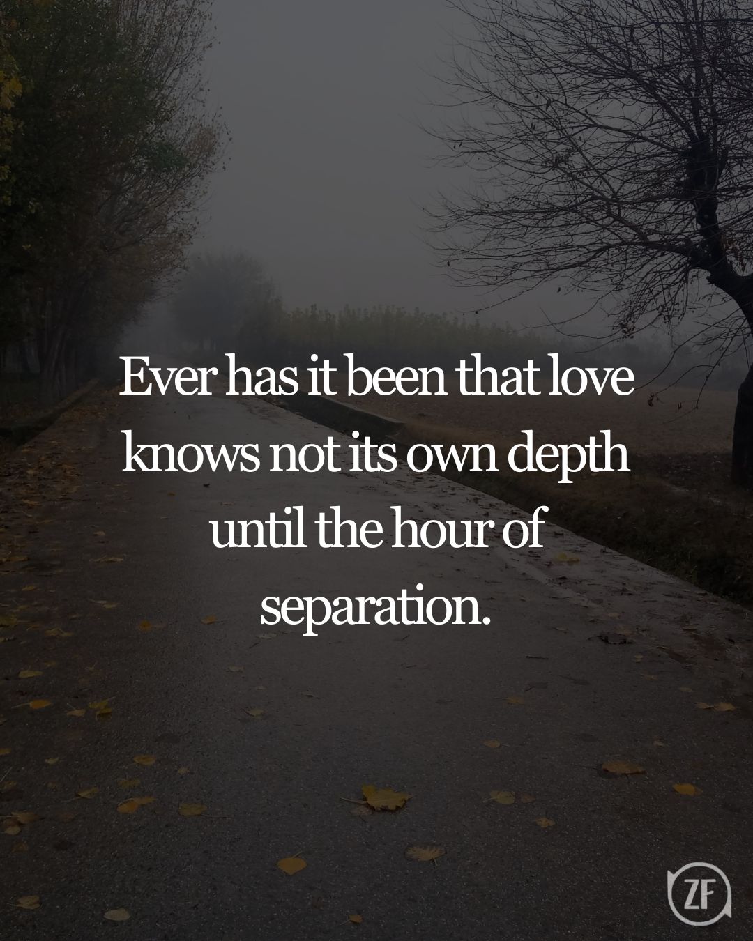 Ever has it been that love knows not its own depth until the hour of separation.