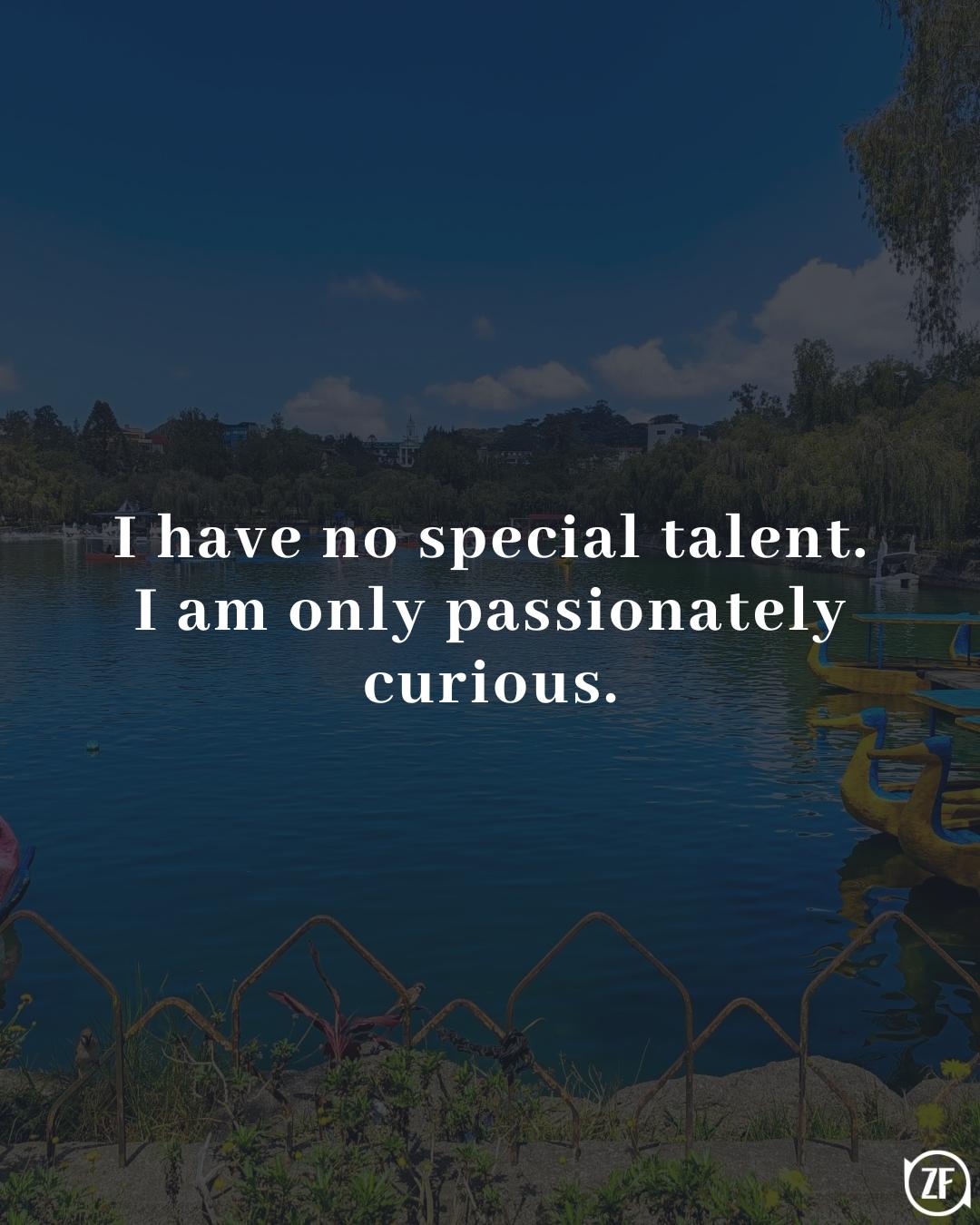 I have no special talent. I am only passionately curious.