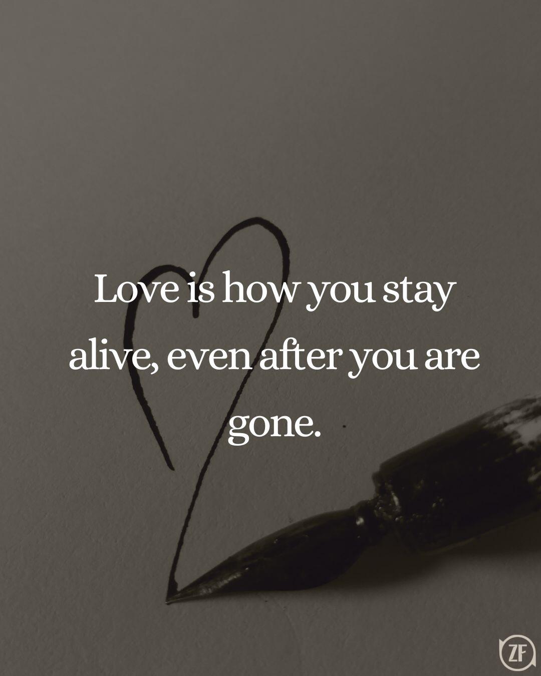 Love is how you stay alive, even after you are gone.