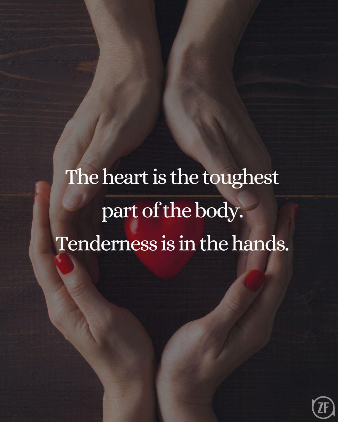 The heart is the toughest part of the body. Tenderness is in the hands.