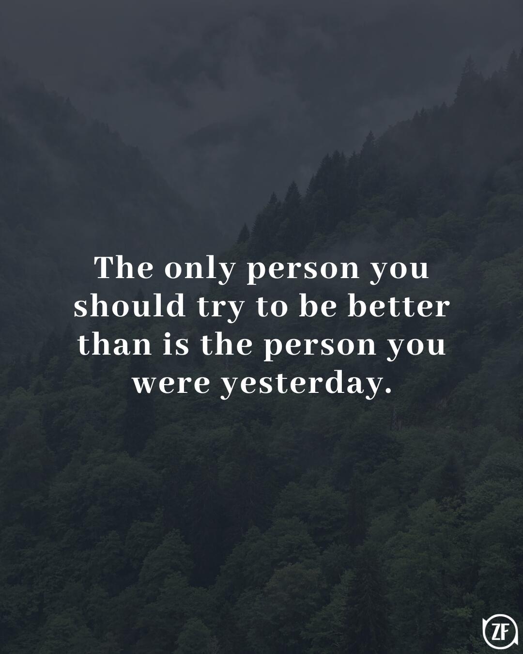 The only person you should try to be better than is the person you were yesterday.