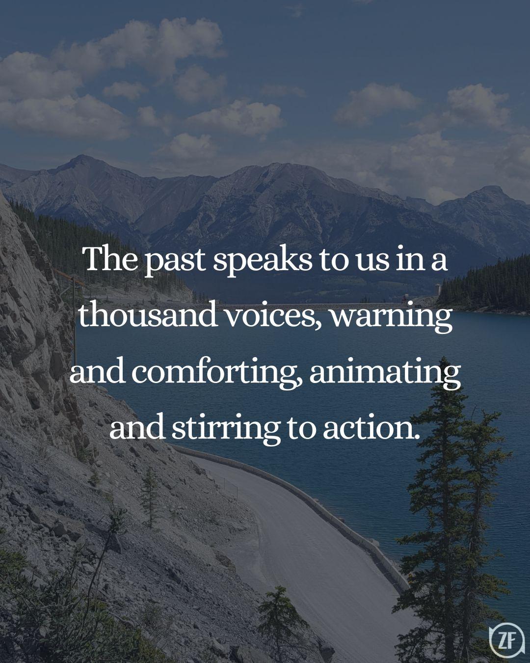 The past speaks to us in a thousand voices, warning and comforting, animating and stirring to action.